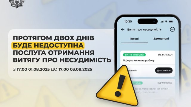 Послуга з отримання витягу про несудимість буде недоступна дві доби — МВС