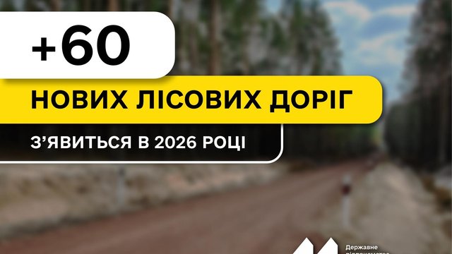 «Ліси України» у 2026р планують реалізувати понад 60 проєктів з будівництва лісових доріг