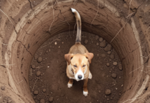 На Одещині рятувальники витягнули собаку, що опинився у триметровій ямі
